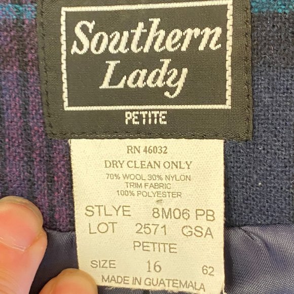 Southern Lady Vintage Oversize Wool Blend Tartan Plaid Blazer Fall Aesthetic-16P - Picture 10 of 12